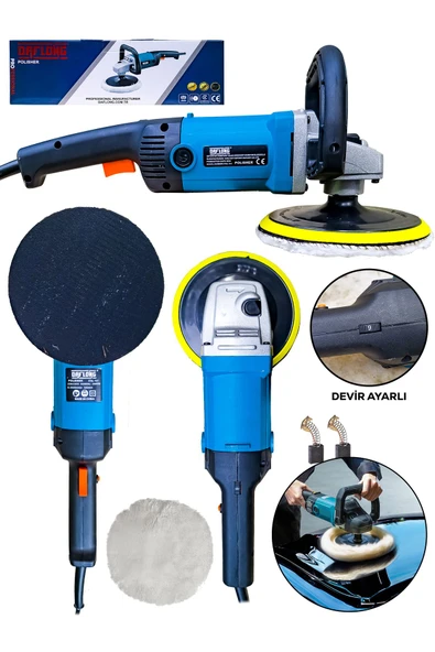 DAFLONG 1800W 6 Kademe Çelik Şanzuman Devir Ayarlı Polisaj Makinasi Zımpara Pasta Cila Makinesi