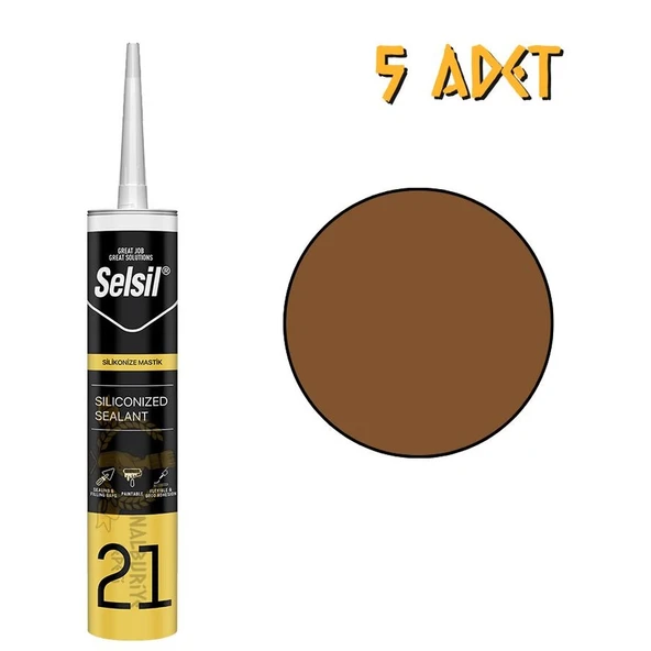 Selsil Silikonize Mastik Altın Meşe 500 Gr. - 5 Adet - 1