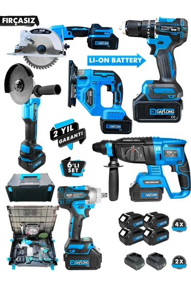 DAFLONG PROFESSİONEL KÖMÜRSÜZ BAKIR SARGI ÇELİK SANZIMAN 6'LI SET SUNTA KESME+DEKOPAJ - 2