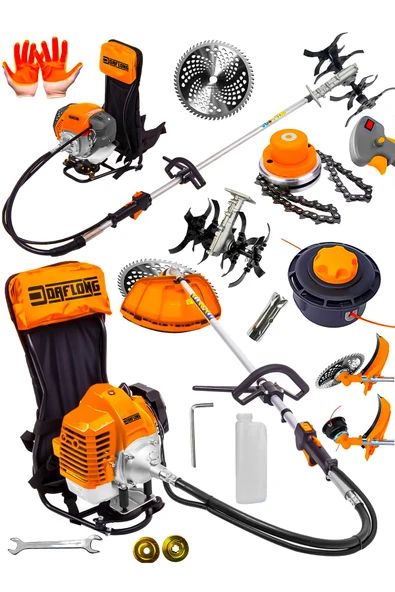 DAFLONG D-PWR SIRT TİPİ ÇAPA APARATI HEDİYELİ BENZİNLİ MOTORLU OT ÇALI TIRPANI ÇİM BİÇME MAKİNA-TRN