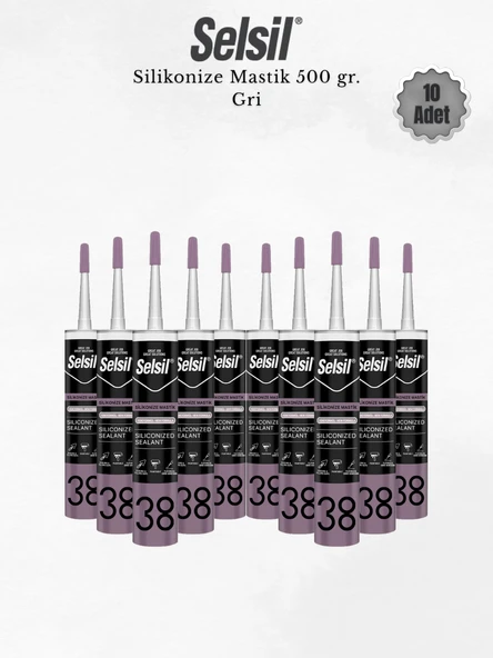 Selsil Silikonize Gri Mastik 500 Gr - 10 Adet ürün görseli