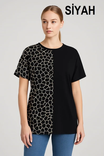 KADIN BÜYÜK BEDEN Özel Desen Viskon Bluz - 10