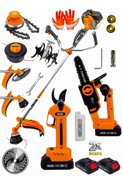 DAFLONG DFL 3'LÜ BAKIR SARGILI BAHÇE SETI ÇAPA APARATI HEDİYELİ YAN TİP OT ÇALI TIRPAN DAL BUDAMA+MAKAS KİTİ