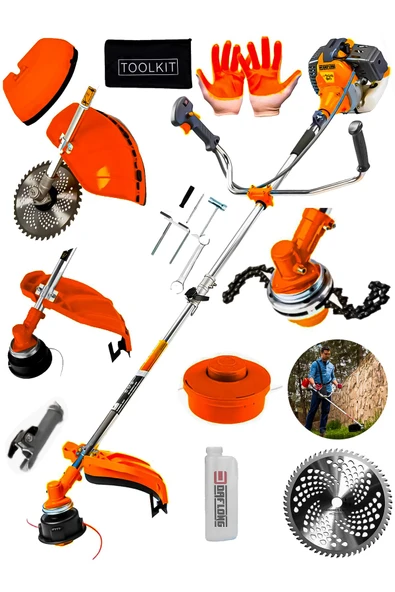 DAFLONG BAKIR SARGI YAN TİPİ BENZİNLİ OT ÇALI ÇİM BİÇME TIRPAN MAKİNASI CANAVAR BASLIK-T - 2