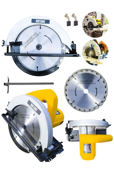 DAFLONG Metal Çift Dişli Sistem 185 MM Bakır Motor Ahşap Sunta Kesme Daire Testere Makinesi