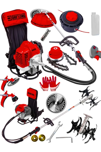DAFLONG D-POWER SIRT TİPİ ÇAPA APARATI HEDİYELİ BENZİNLİ MOTORLU OT ÇALI TIRPANI ÇİM BİÇME MAKİNASI - 2