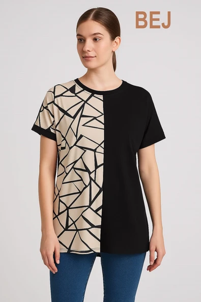 KADIN BÜYÜK BEDEN Özel Desen Viskon Bluz