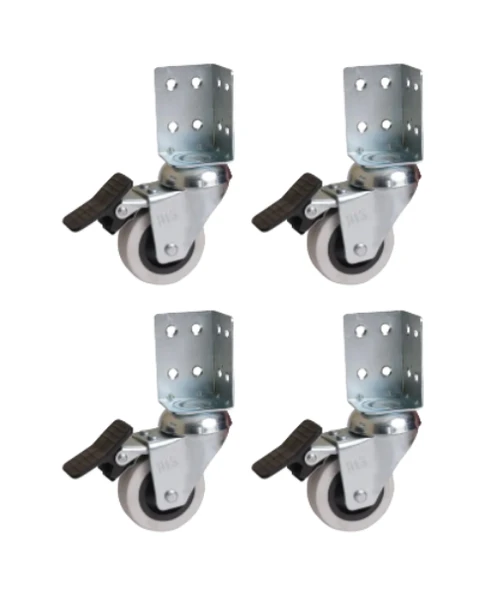 Hts 334-L Frenli Çift Bilyalı PVC Tabla Bağlantılı Mobilya Tekerleği 50x20mm4'lü Set - 1