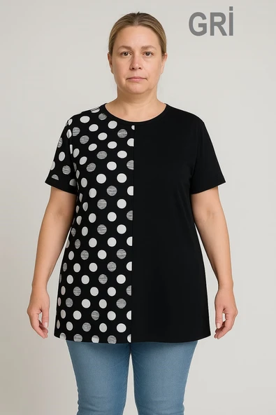 KADIN BÜYÜK BEDEN Özel Desen Viskon Bluz - 8