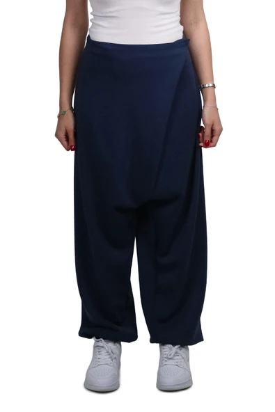 Kadın Modal Kumaş Yumuşak Dokulu Lacivert Şalvar Pantolon