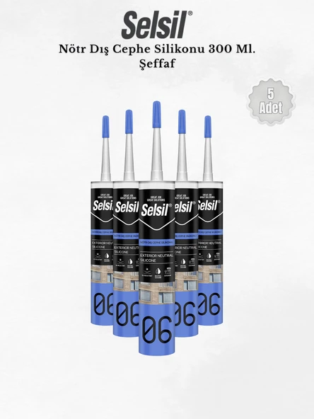 Selsil Nötr Dış Cephe Silikonu Şeffaf 300 Ml - 5 Adet ürün görseli