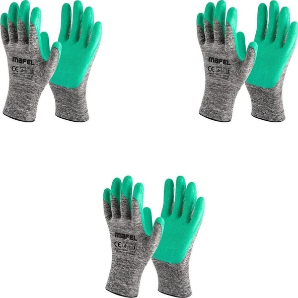 Mafel MF 080 Lateks Kaplı Yeşil Camcı Eldiven No:10 XL - 3 Adet Paket ürün görseli