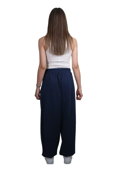 Kadın Modal Kumaş Yumuşak Dokulu Lacivert Şalvar Pantolon - 5