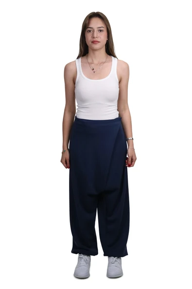 Kadın Modal Kumaş Yumuşak Dokulu Lacivert Şalvar Pantolon - 2