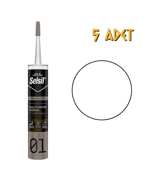 Selsil Genel Amaçlı Silikon Beyaz 280 Gr. - 5 Adet