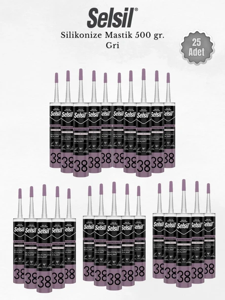 Selsil Silikonize Gri Mastik 500 Gr - 25 Adet ürün görseli