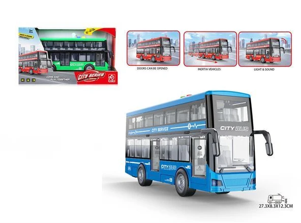 Ceren Ctoys Çift Katlı Sesli Işıklı Sürtmeli Otobüs RJ5504
