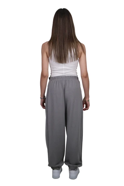 Kadın Modal Kumaş Yumuşak Dokulu Gri Şalvar Pantolon - 5