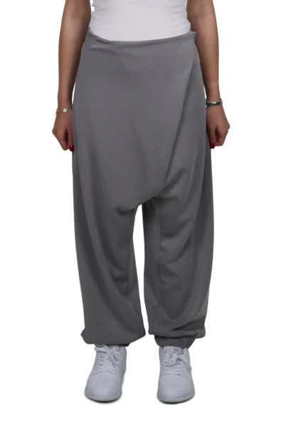 Kadın Modal Kumaş Yumuşak Dokulu Gri Şalvar Pantolon