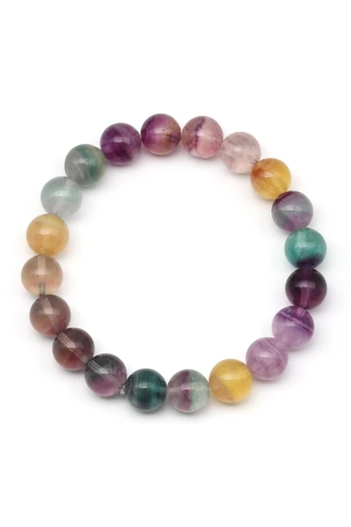 Florit Doğal Taş Bileklik 10 mm Küre Kesim - Resim 2