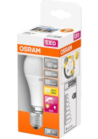 Osram Led Star 8.8W 2700K 806lm E27 Duy Hareket Sensörlü Sarı Işık Ampul ürün görseli