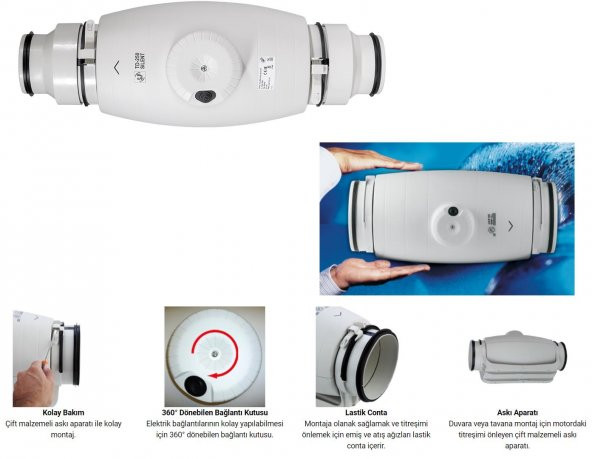 Soler & Palau TD 250/100 Susturuculu Ultra Sessiz 240 m³/h Ø100mm Yuvarlak Kanal Fanı Soler Palau Silent Tasarruflu AGMair Agm Havalandırma - 5