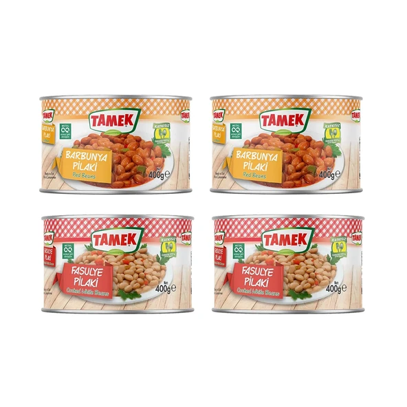 Tamek Barbunya ve Fasulye Pilaki Konserve 400 gr x 4 lü Karma Paket
