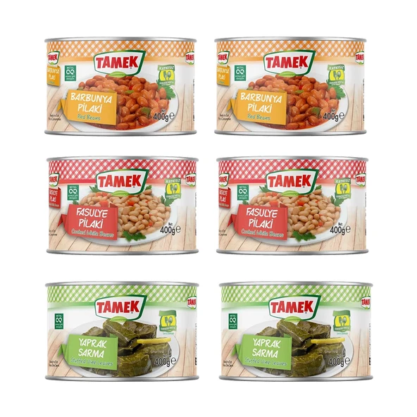 Tamek Barbunya - Fasulye - Yaprak Sarma 400 gr x 6 lı Karma Paket
