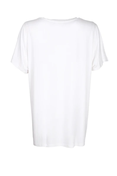 Faik Sönmez V Yaka Oversize Kadın Tişört - Kısa Kol - Günlük Stil - Resim 4