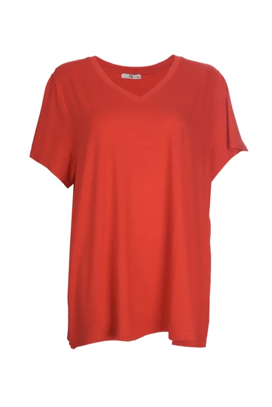 Faik Sönmez V Yaka Oversize Kadın Tişört - Kısa Kol - Günlük Stil - Resim 3