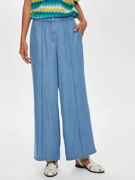 Faik Sönmez Oversized Geniş Paça Kadın Pantolon - Minimalist - Resim 7