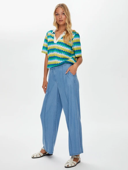 Faik Sönmez Oversized Geniş Paça Kadın Pantolon - Minimalist - Resim 5