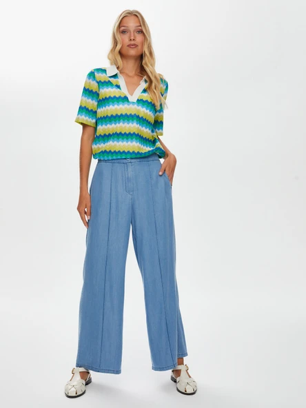 Faik Sönmez Oversized Geniş Paça Kadın Pantolon - Minimalist - Resim 4