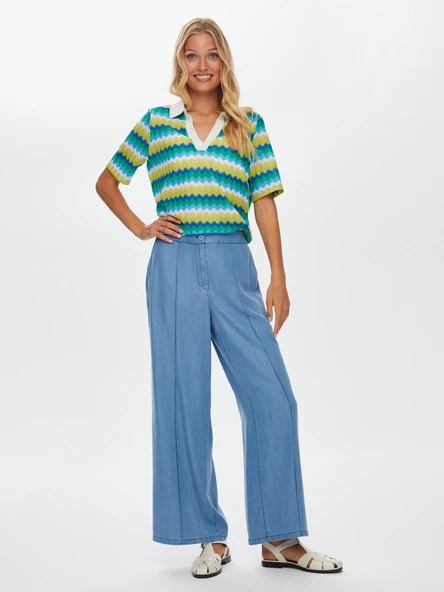 Faik Sönmez Oversized Geniş Paça Kadın Pantolon - Minimalist - Resim 3