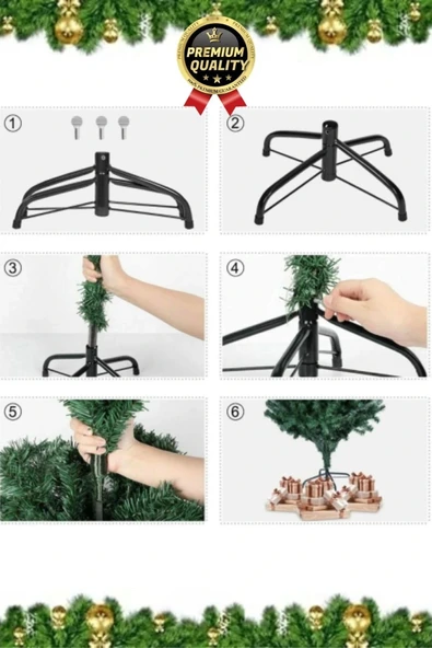 Premium Kalite Yeni Yıl Süsleme Seti Renkli Işık Hediyeli Yılbaşı Çam Ağacı Noel Paketi 90 Cm 80 Dal - 3