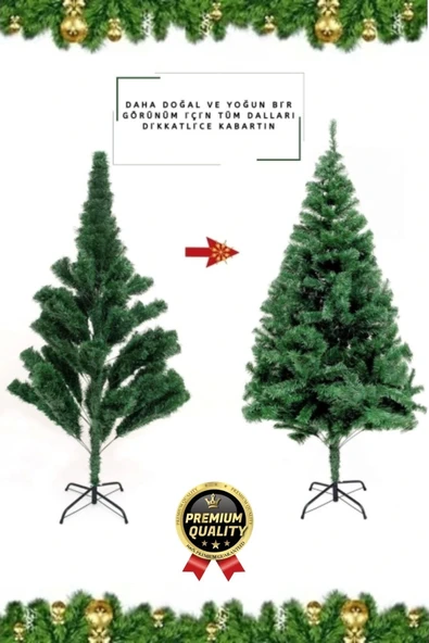 Premium Kalite Yeni Yıl Süsleme Seti Renkli Işık Hediye Yılbaşı Çam Ağacı Noel Paketi 120 Cm 123 Dal - 4