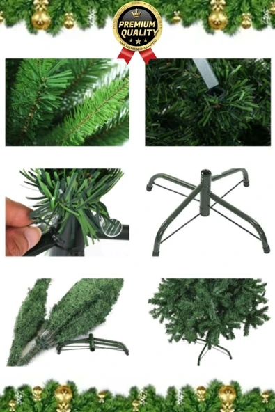 Premium Kalite Yeni Yıl Süsleme Seti Renkli Işık Hediye Yılbaşı Çam Ağacı Noel Paketi 110 Cm 110 Dal - 5