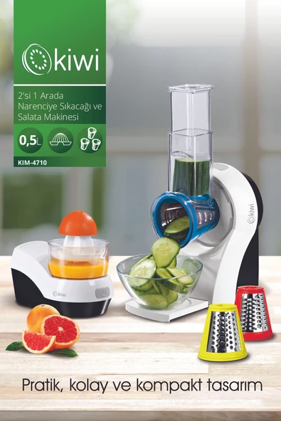 Kiwi Kım-4710 2'si 1 Arada Narenciye Sıkacağı ve Salata Yapma Makinesi