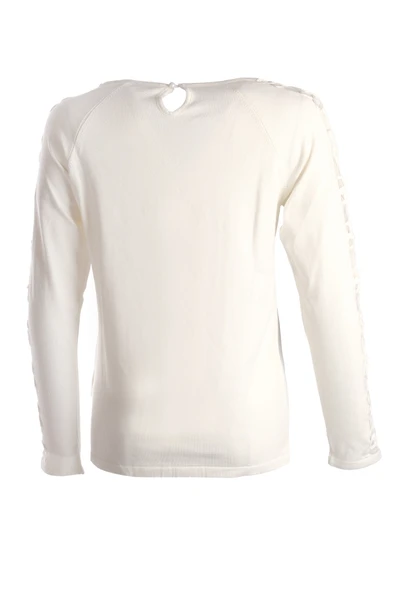 Vedi Minimalist Nakışlı Uzun Kol Kadın Triko - Günlük Şıklık - 5