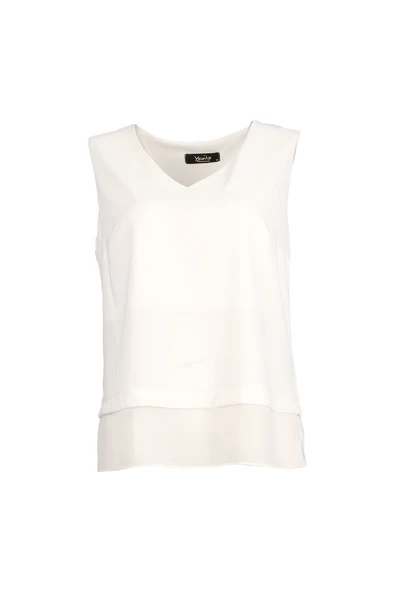 Ysatis V Yaka Kolsuz Şifon Bluz - Minimalist Günlük Tarz - 3