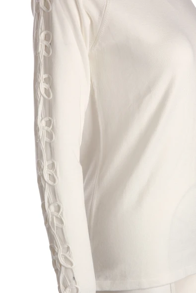 Vedi Minimalist Nakışlı Uzun Kol Kadın Triko - Günlük Şıklık - 4