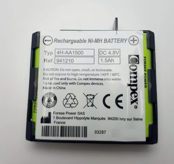 Compex Batarya 1.5 Ah 4.8V - 1 Pakette 4 Adet Çıtçıtlı Elektrot Hediye
