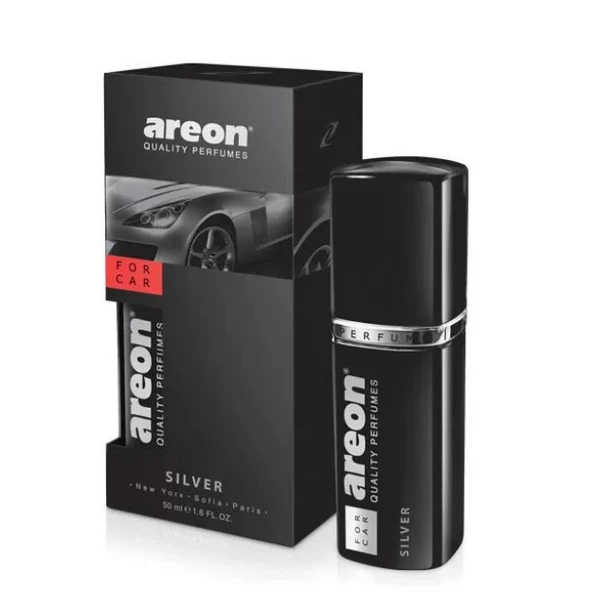 Areon Perfume 50 Ml Silver Oto Araç Parfümü (Siyah Şişe) ürün görseli
