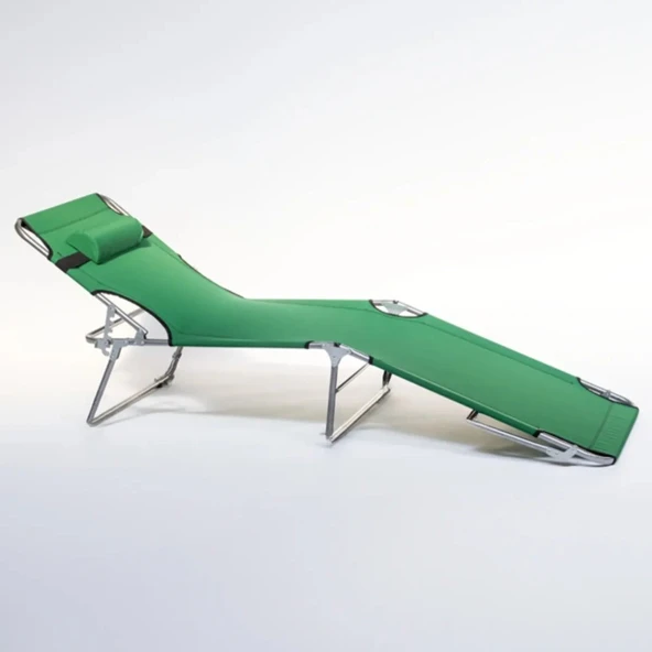 Kamp Yatağı Yastıklı Katlanır Şezlong Kampet Yeşil 1627 - 2