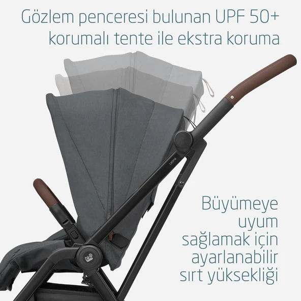 Maxi-Cosi Leona2-Pebble S Tek Elle Katlanabilen Ultra Kompakt Çift Yönlü Seyahat Sistem Bebek Arabası Graphite - 8