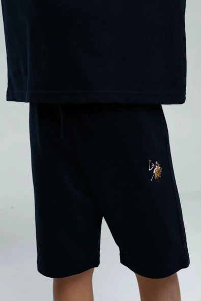 U.S. Polo Assn. 2119 Garson Erkek Çocuk Logolu Bisiklet Yaka Kısa Kollu Şortlu Pijama Takım - Resim 3