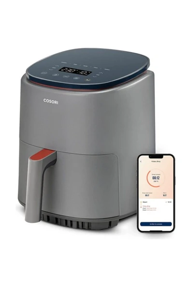 Cosorı Lite Smart Air Fritöz 3.8l Xl Air Fritöz 1500W 2-3 Kişi Için, 7 Programlı Sıcak Hava Fritözü, 75-230°C, Gri