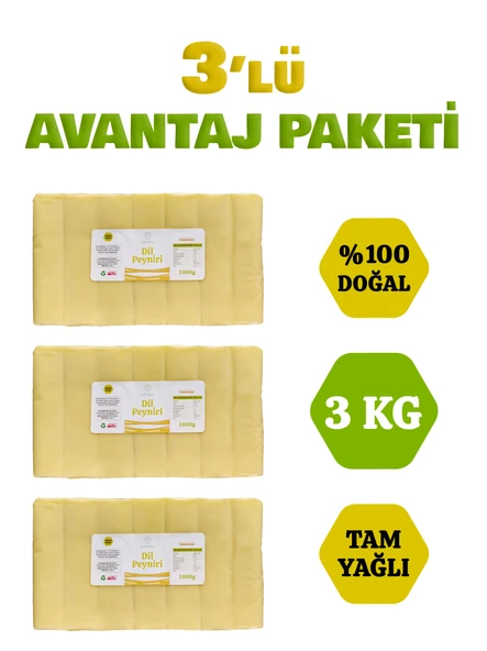 3 Adet 1 Kg Uzayan Dil Peyniri 3’lü Avantaj Paketi 3 KG