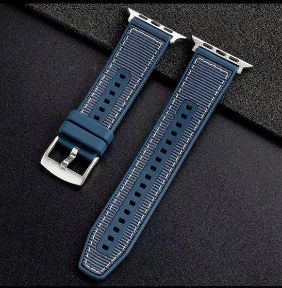 Apple watch 38/40mm  Dikiş Desenli Dokuma Silikon Kordon