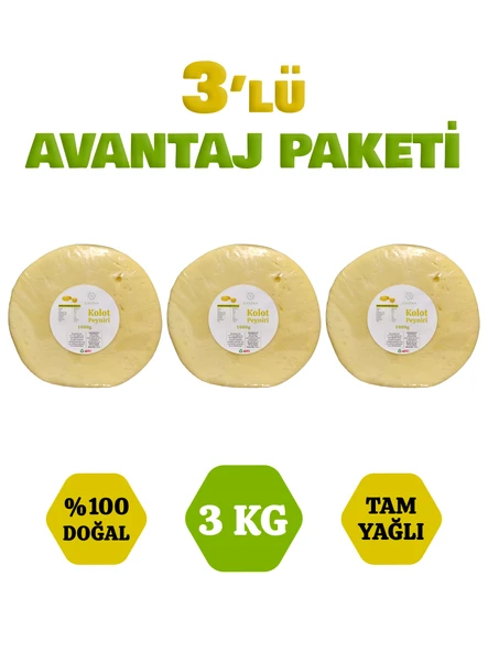 3 Adet 1 Kg Muhlamalık Kolot Peyniri 3’lü Avantaj Paketi 3 KG
